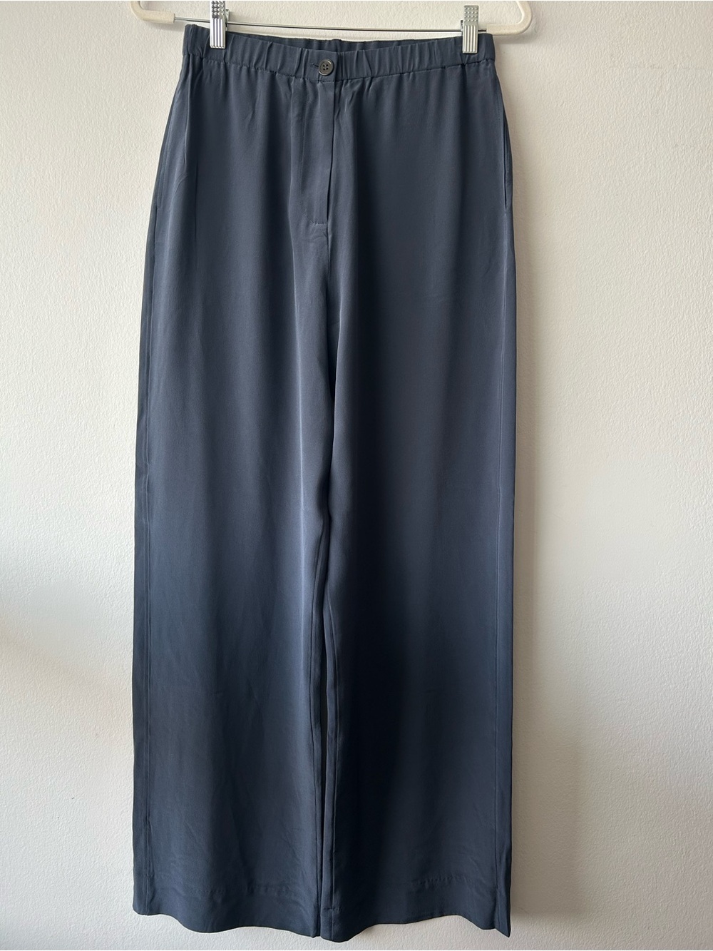 COS Wide-Leg Silk Pants in Slate Blue